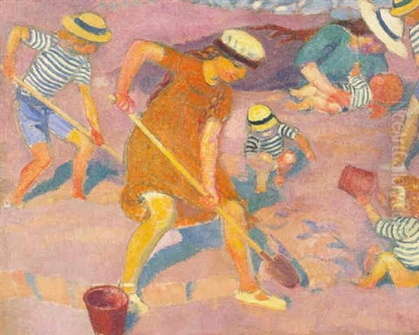 Jeux Sur Le Sable Oil Painting by Maurice Denis