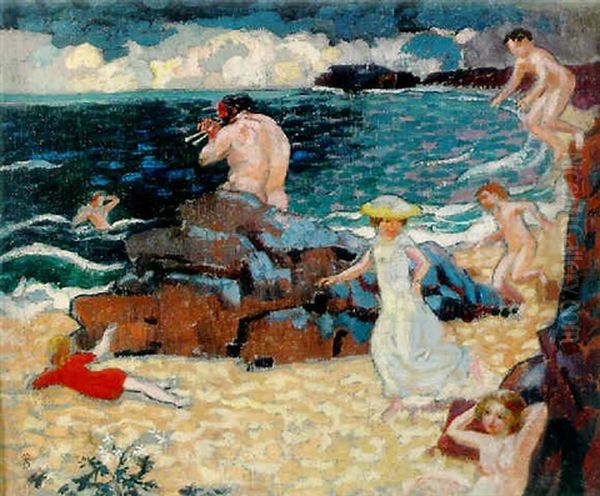 La Plage De Perros-guirec (polypheme) Oil Painting by Maurice Denis