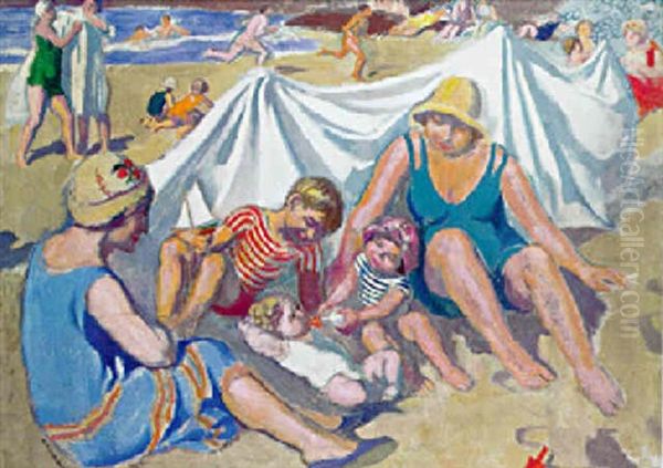 Sur La Plage: Antoine Au Biberon Oil Painting by Maurice Denis