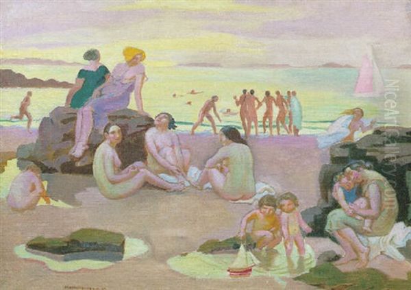 Plage A La Mer Jaune Oil Painting by Maurice Denis