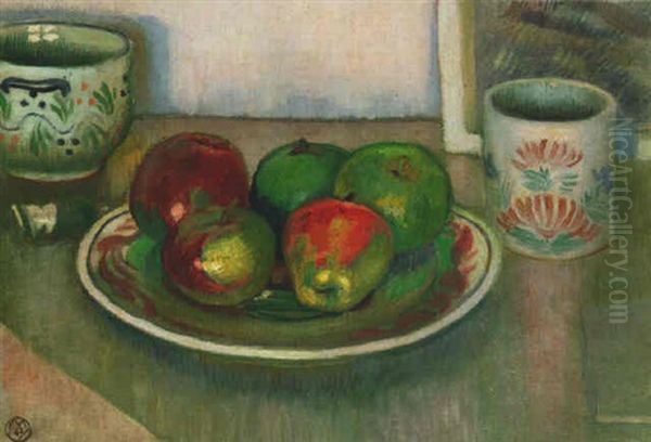 Nature Morte, Faiences Bretonnes Et Pommes Oil Painting by Maurice Denis