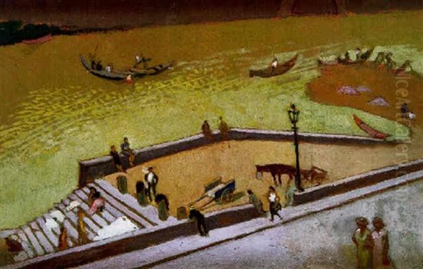 Florence, Quai Au Bord De L'arno Oil Painting by Maurice Denis