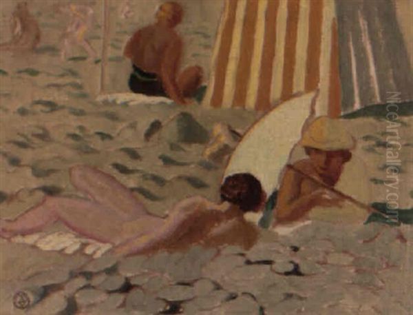 La Plage Oil Painting by Maurice Denis