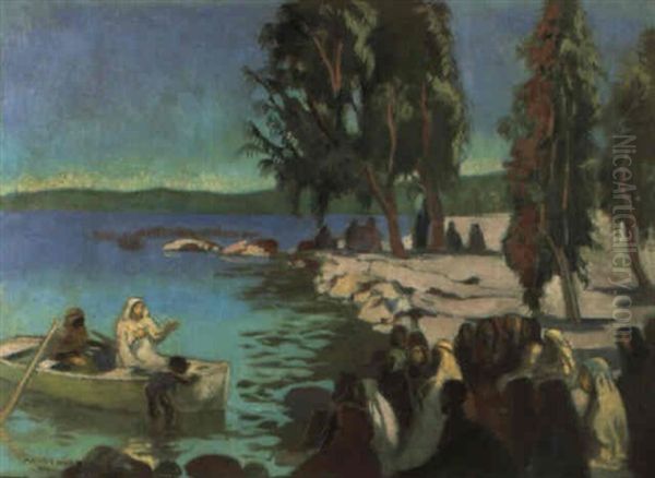 Jesus Prechant Sur Le Lac De Tiberiade Oil Painting by Maurice Denis