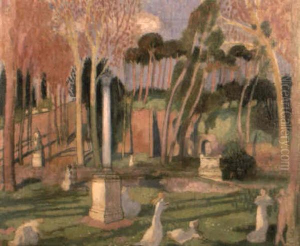 Jardin De La Villa Borghese Oil Painting by Maurice Denis