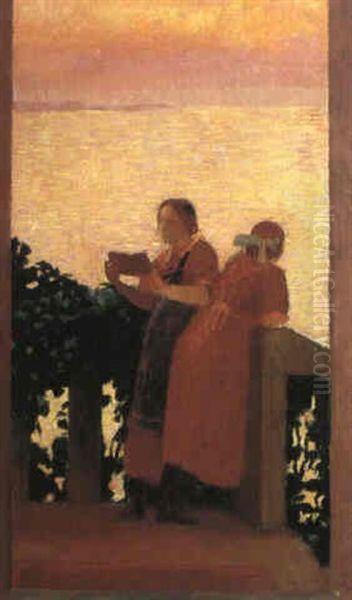 Le Balcon Ou Coucher De Soleil Oil Painting by Maurice Denis