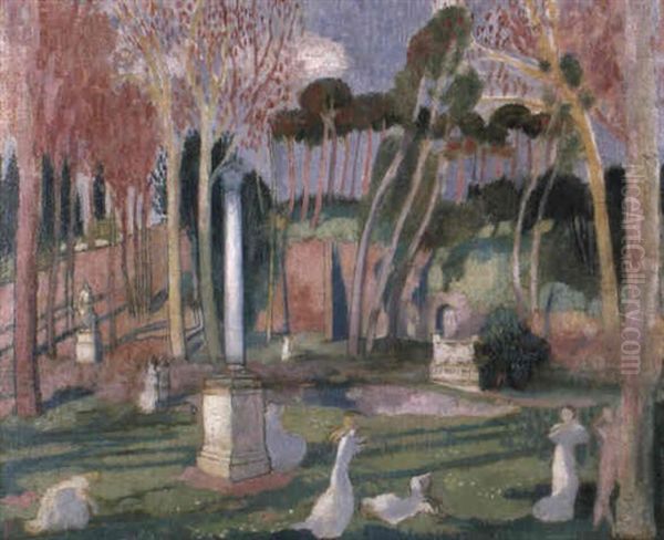 Jardin De La Villa Borghese Oil Painting by Maurice Denis