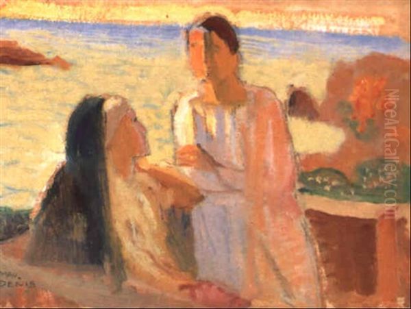 Couple Sur La Terrasse Devant La Mer by Maurice Denis