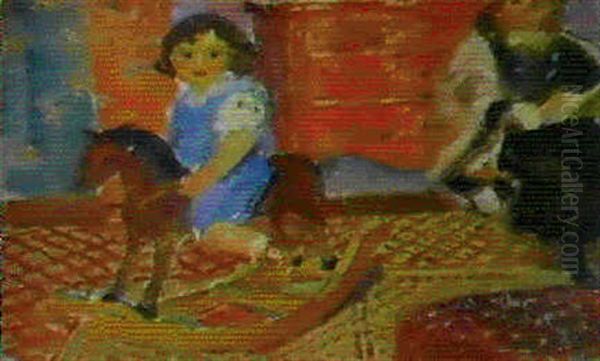 Enfant Sur Son Cheval A Bascule Oil Painting by Maurice Denis