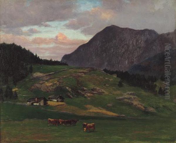 Pascolo Alpino Oil Painting by Luigi Arbarello