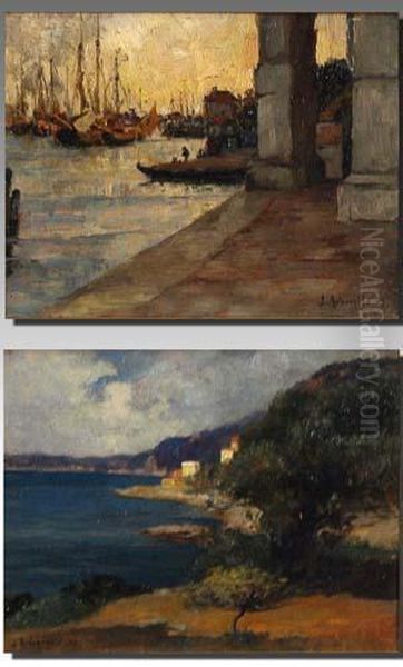 Porticciolo, 1907 Oil Painting by Luigi Arbarello