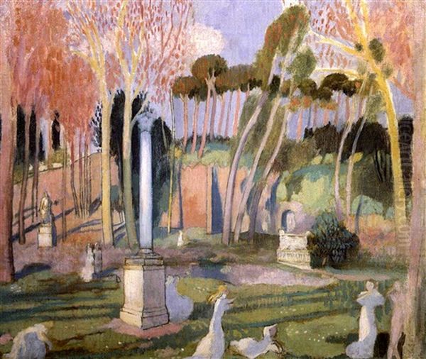 Jeunes Femmes, Villa Borghese Oil Painting by Maurice Denis