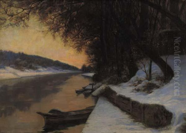 Paesaggio Innevato Oil Painting by Luigi Arbarello