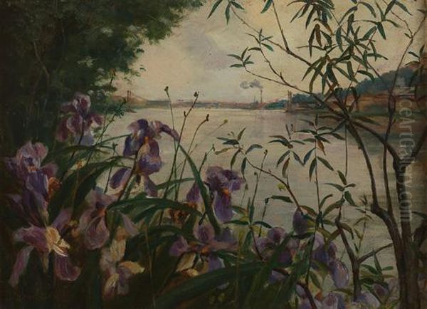 Fiori Lungo Il Fiume Oil Painting by Luigi Arbarello