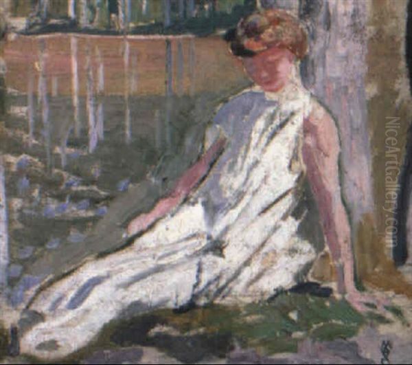 Jeune Femme Assise Oil Painting by Maurice Denis