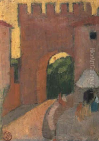 La Porte Rose Aux Crenaux Oil Painting by Maurice Denis