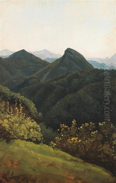 A View Of The Sabine Mountains Oil Painting by Simon-Joseph-Alexandre Clement Denis