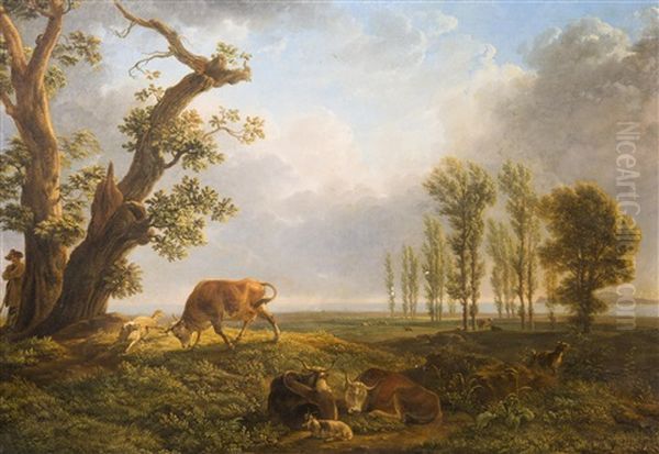 Landscape With A Shepherd Oil Painting by Simon-Joseph-Alexandre Clement Denis