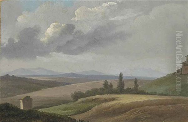 Vue De La Campagne Pres De Rome Oil Painting by Simon-Joseph-Alexandre Clement Denis