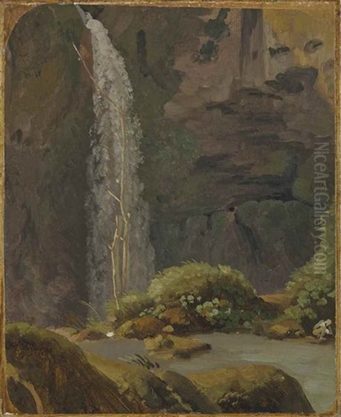 La Cascade Dans La Grotte De Neptune A Tivoli Oil Painting by Simon-Joseph-Alexandre Clement Denis