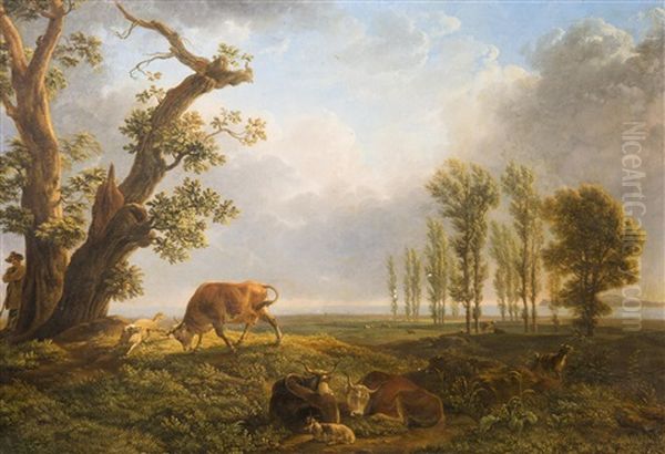 Landscape With A Shepherd Oil Painting by Simon-Joseph-Alexandre Clement Denis