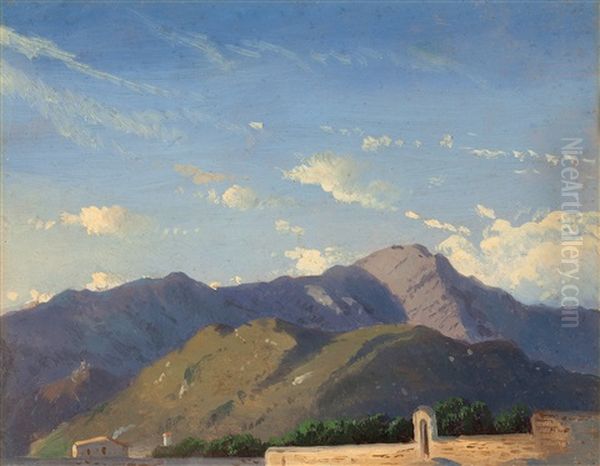 Veduta Della Montagna Di Castellammare Di Stabia Oil Painting by Simon-Joseph-Alexandre Clement Denis