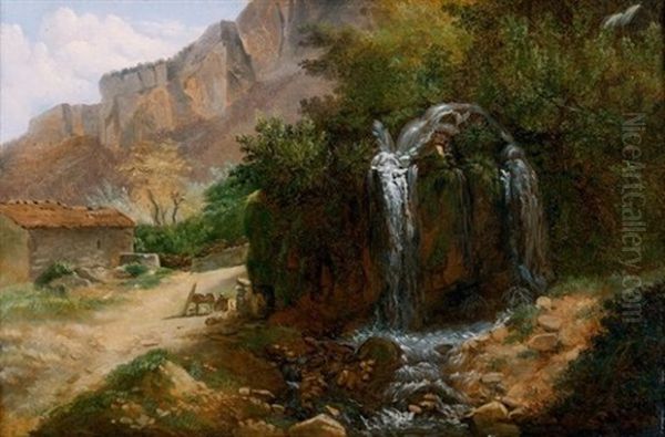 Cascade En Italie Oil Painting by Simon-Joseph-Alexandre Clement Denis