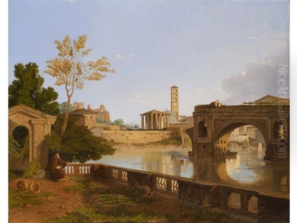 Romische Stadtansicht Oil Painting by Simon-Joseph-Alexandre Clement Denis