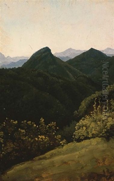 A View Of The Sabine Mountains Oil Painting by Simon-Joseph-Alexandre Clement Denis