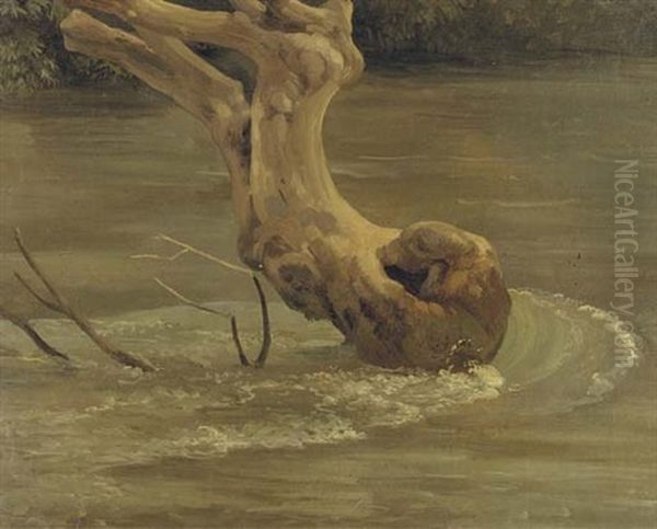 Des Remous Autour D'un Tronc D'arbre Dans Un Cour D'eau A Tivoli by Simon-Joseph-Alexandre Clement Denis