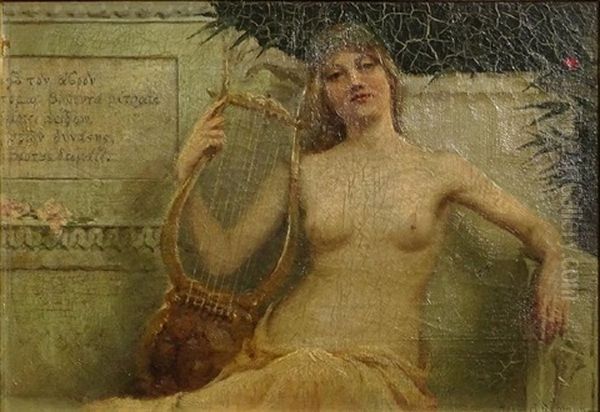 Nude With Lyre Oil Painting by Herbert Denman