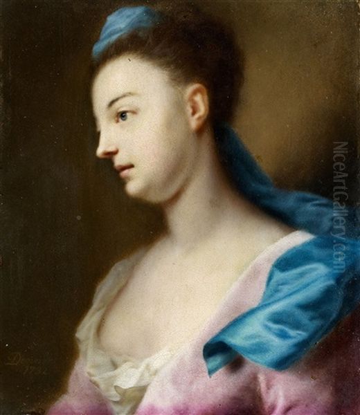 Portrait Of A Lady In Profile Oil Painting by Balthazar Denner