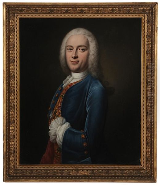 Portrait Of A Gentleman In Blue Velvet Coat by Balthazar Denner