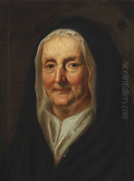 Portrait Of An Elderly Woman Oil Painting by Balthazar Denner