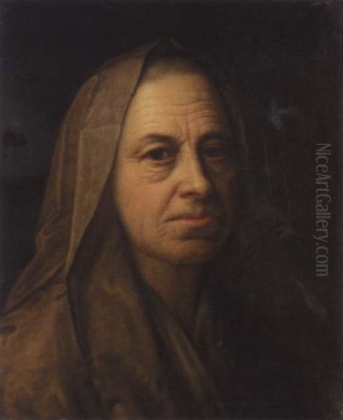 A Portrait Of An Elderly Lady Wearing A Headscarf by Balthazar Denner