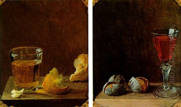 Ein Glas Mit Weiswein Und Brot Oil Painting by Balthazar Denner