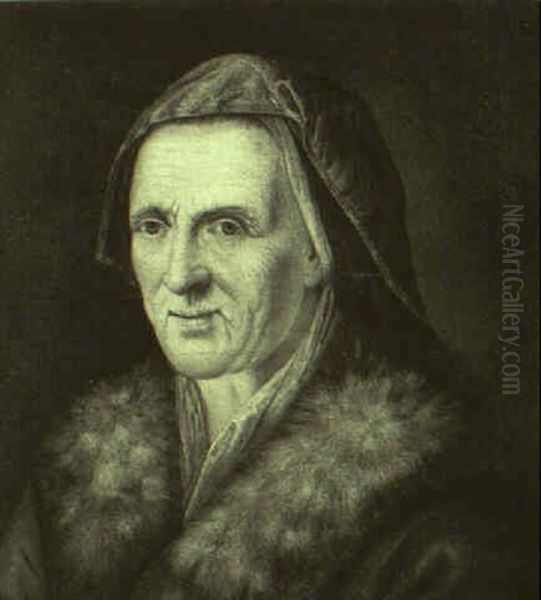 Portrait Of An Elderly Lady Wearing A Fur-trimmed Jacket Oil Painting by Balthazar Denner