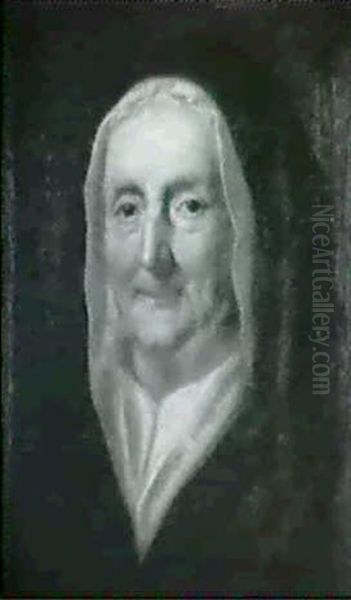 Portraet Af Gammel Dame Ifort Sort Hovedklaede Oil Painting by Balthazar Denner