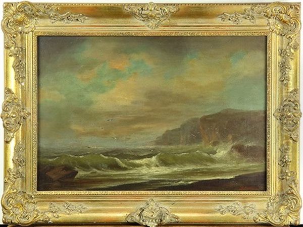 Ship Passing At Lands End Oil Painting by Gideon Jacques Denny