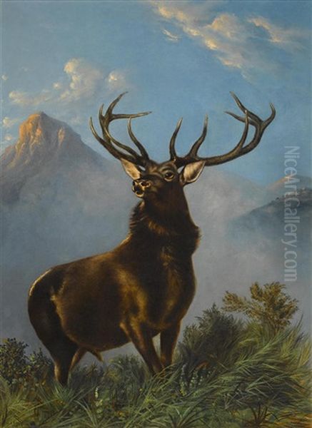 Royal Elk Oil Painting by Gideon Jacques Denny