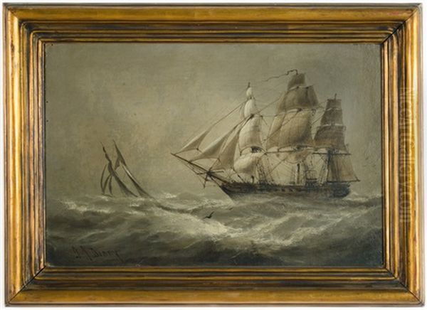 Schooner At Sea Oil Painting by Gideon Jacques Denny