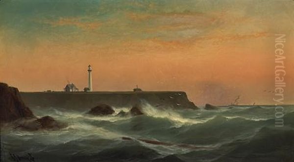 The Lighthouse At Point Arena Oil Painting by Gideon Jacques Denny