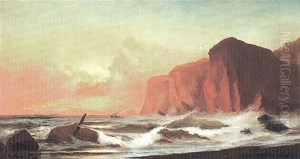 Sunset Along A Rocky Coast Oil Painting by Gideon Jacques Denny