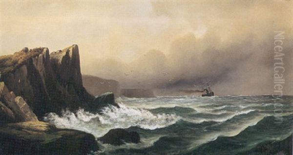 The Farallone Islands, Pacific Ocean Oil Painting by Gideon Jacques Denny