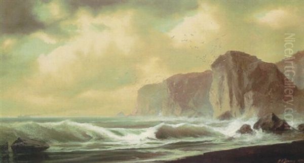 Coastal Cliffs Oil Painting by Gideon Jacques Denny