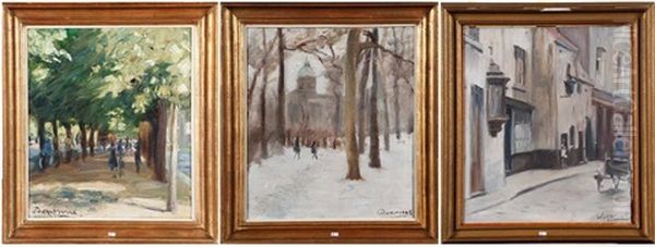 Parc Anime, Ruelle Animee Et Parc Anime Sous La Neige (3 Works) by Alexandre Denonne