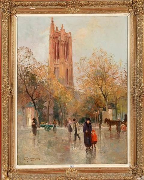 La Tour Saint-jacques A Paris Oil Painting by Alexandre Denonne