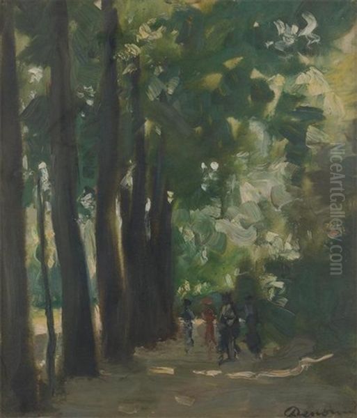 Conversation Dans Le Parc De Bruxelles Oil Painting by Alexandre Denonne