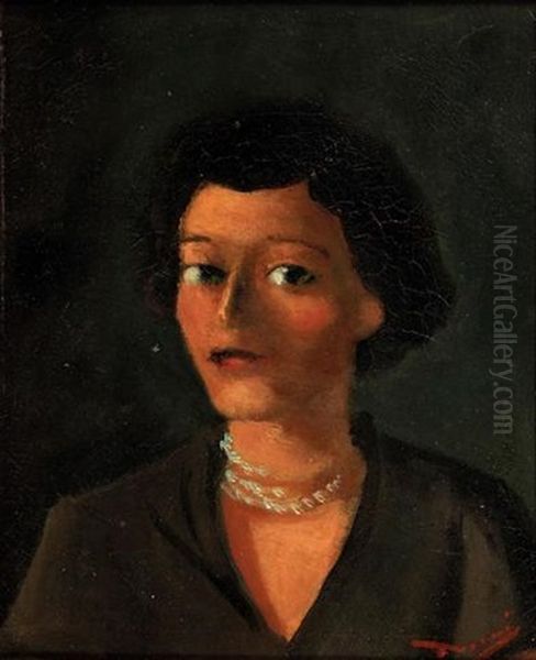 Portrait De Femme Au Collier De Perles Oil Painting by Andre Derain