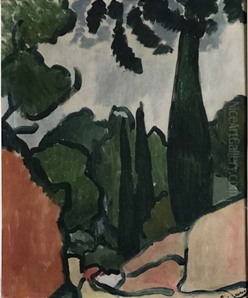 Cypres A Cassis Oil Painting by Andre Derain